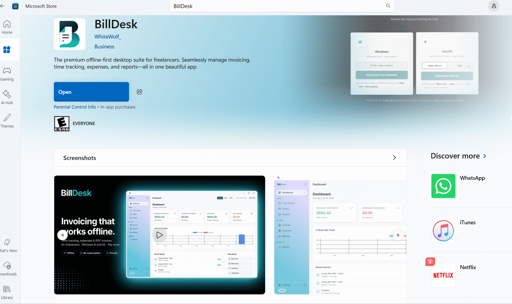 BillDesk on Microsoft Store published by WhiteWolf_